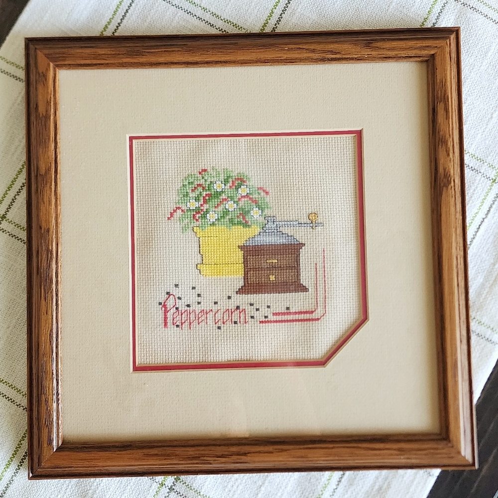Vintage peppercorn cross stitch art